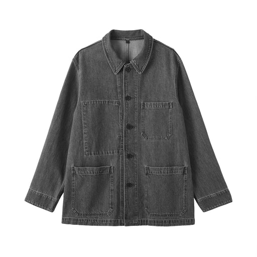Kapok Blend Denim Coverall Jacket Medium Gray MUJI