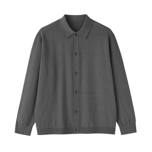 Hemp Blend Knit Shirt Cardigan Charcoal Gray MUJI