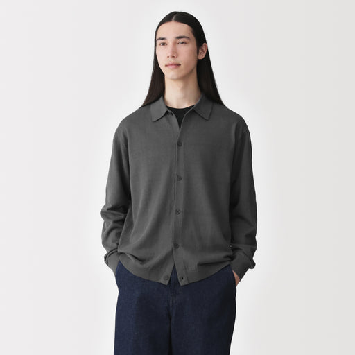 Hemp Blend Knit Shirt Cardigan MUJI