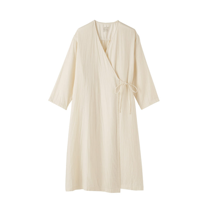 Kapok Blend Double Gauze Wrap Dress | Shirt Dresses | MUJI USA Natural / S Kapok Blend Double Gauze Wrap Dress | Shirt Dresses | MUJI USA Natural / S