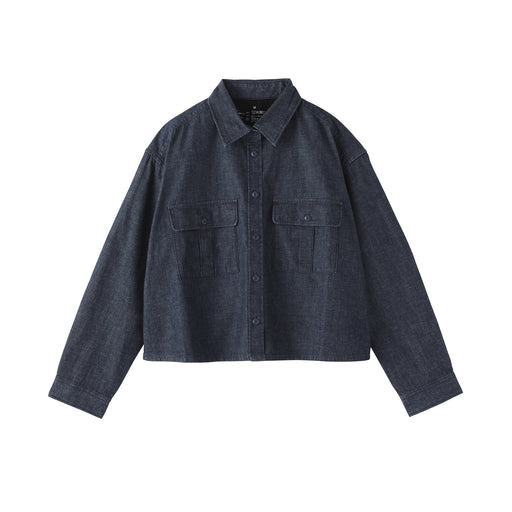 Kapok Blend Denim Shirt Dark Navy MUJI