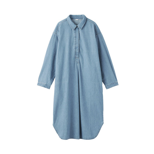 Kapok Blend Denim Dress Light Blue MUJI