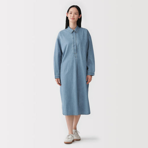 Kapok Blend Denim Dress MUJI