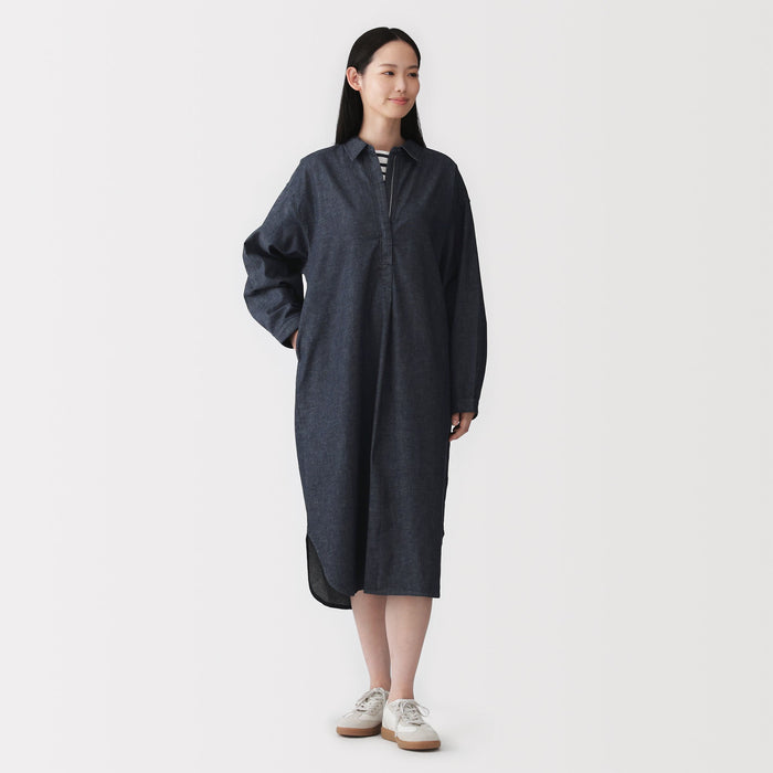 muji denim dress Kapok Blend Denim Dress | Women's Dresses