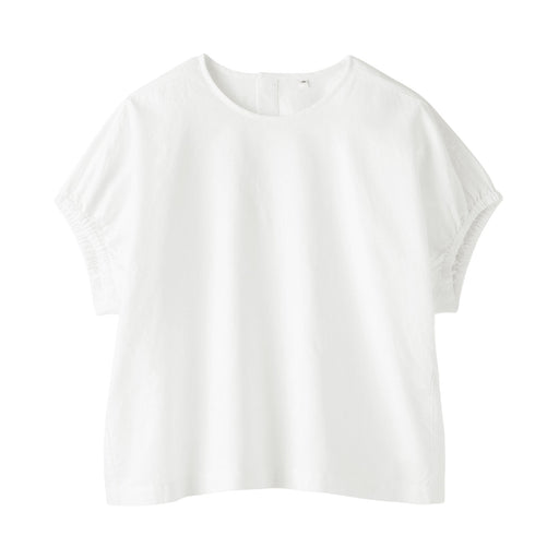 Hemp Cotton Gather Sleeve Blouse Off White MUJI