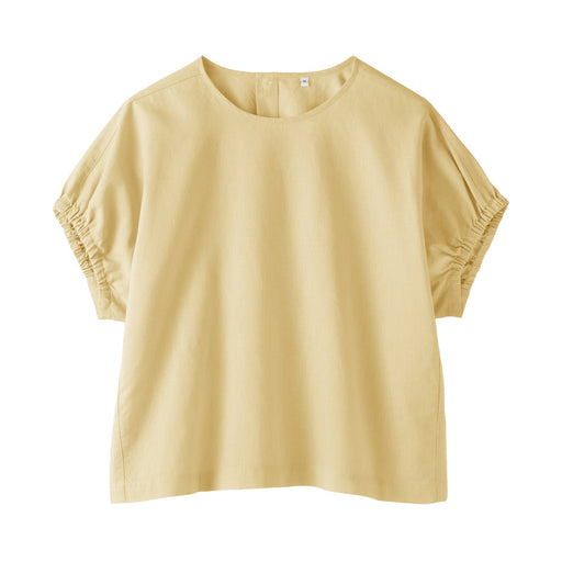 #WK12 [import] Hemp Cotton Gather Sleeve Blouse BC2QP26S Light Yellow MUJI