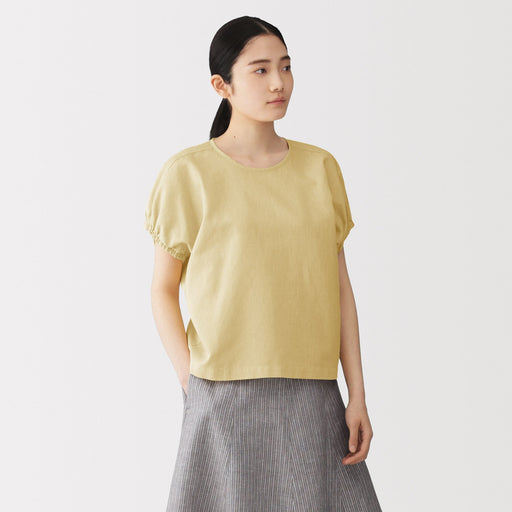 #WK12 [import] Hemp Cotton Gather Sleeve Blouse BC2QP26S MUJI