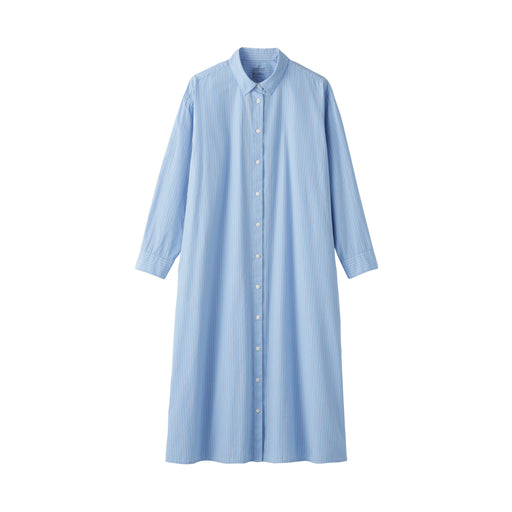 Broadcloth Shirt Dress Saxe Blue Stripe MUJI