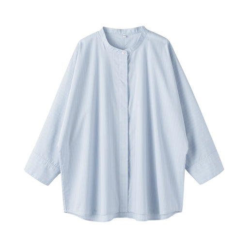 Broadcloth 3/4 Sleeve Shirt Light Blue Stripe MUJI