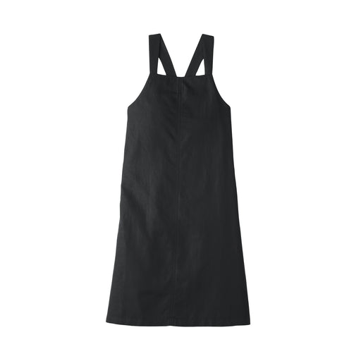 Hemp Blend Twill Jumper Skirt Black MUJI