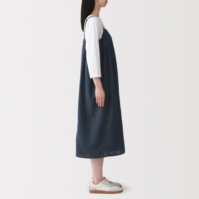 muji dress Shirt Cream A twill camisole dress made with kapok Kapok Blend Denim Dress