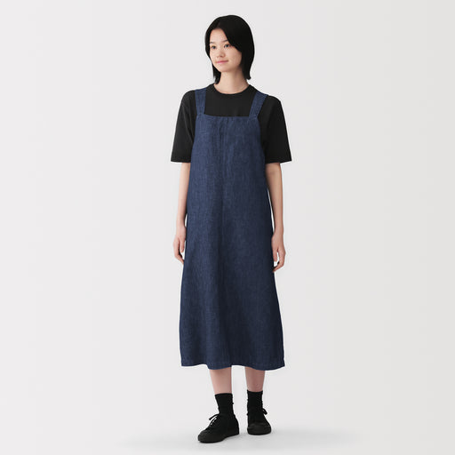 Hemp Blend Denim Jumper Skirt MUJI