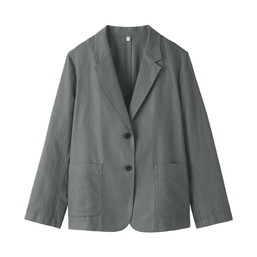 Hemp Blend Twill Tailored Jacket Medium Gray MUJI