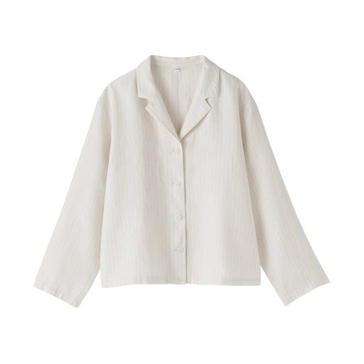 Linen Shirt Jacket Ivory Stripe MUJI