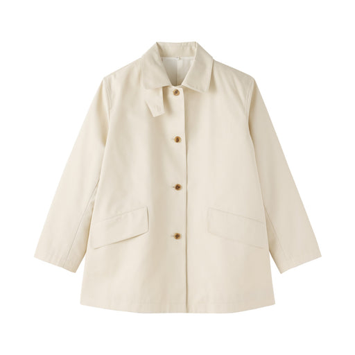 Cotton Twill Stand Fall Collar Coat Ivory MUJI