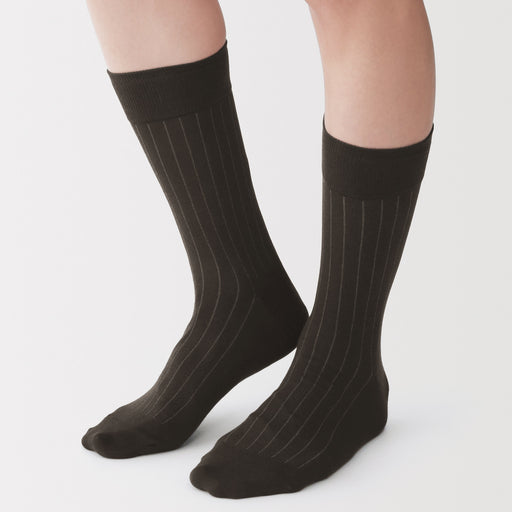 Business Socks Brown Stripe MUJI
