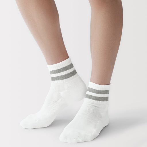 Pile Short Socks White Pattern MUJI