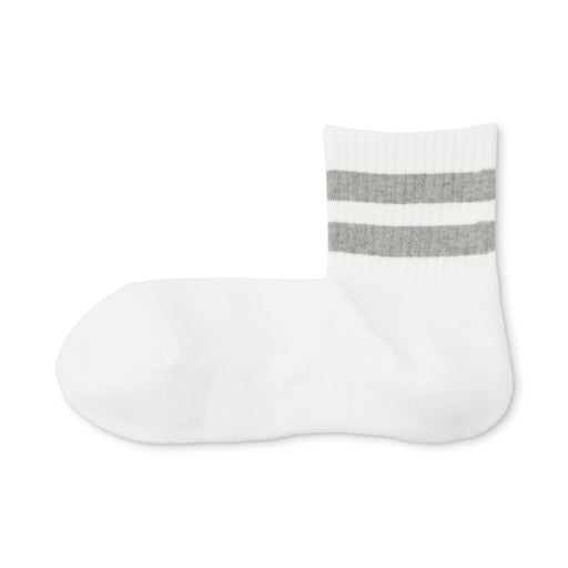 Pile Short Socks White Pattern MUJI