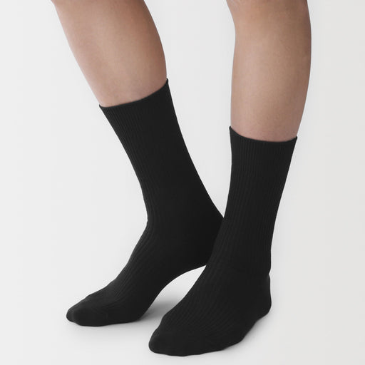 Ribbed Socks Black MUJI