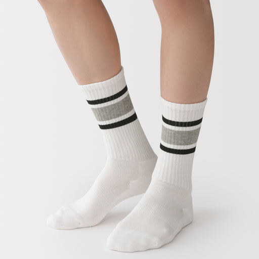 Pile Socks White Stripe MUJI