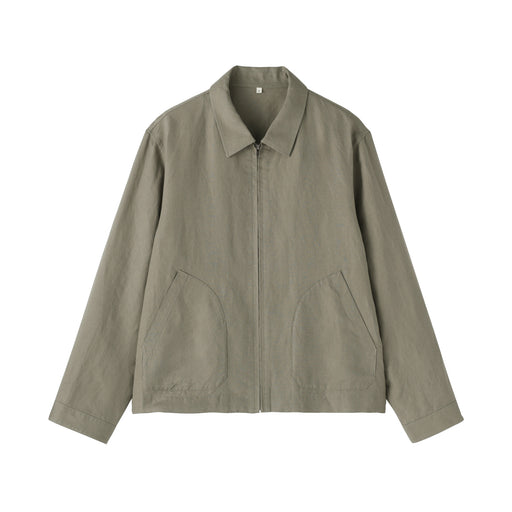 Labo Linen Lyocell Zip-Up Shirt Khaki MUJI