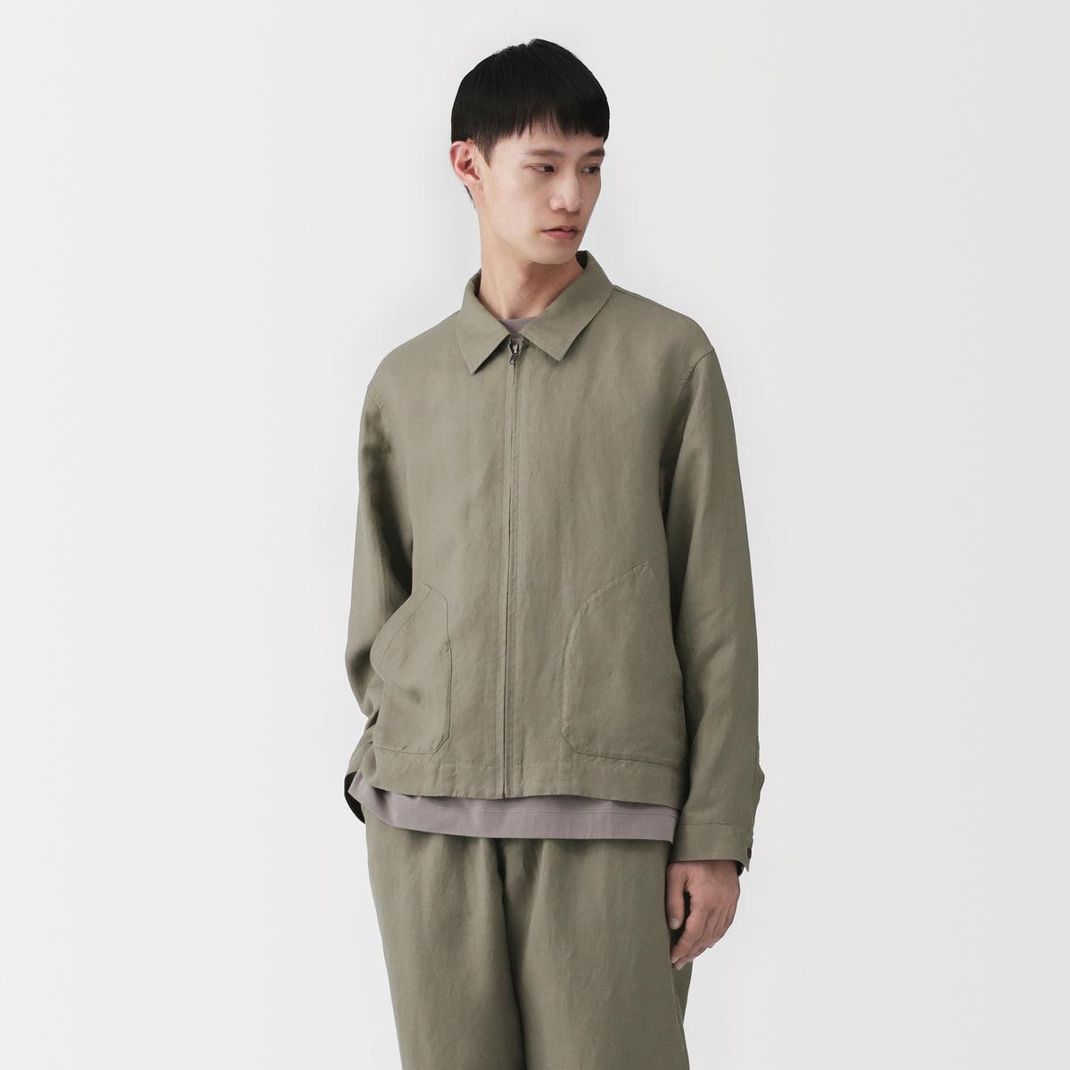 Labo Linen Lyocell Zip-Up Shirt | Men's Outerwear | MUJI USA