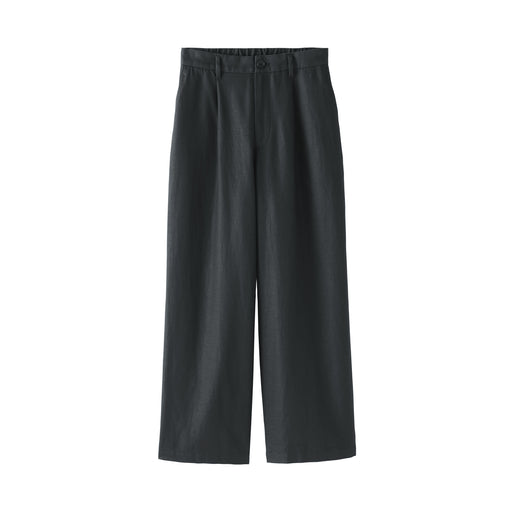 Hemp Blend Twill Straight Pants Black MUJI