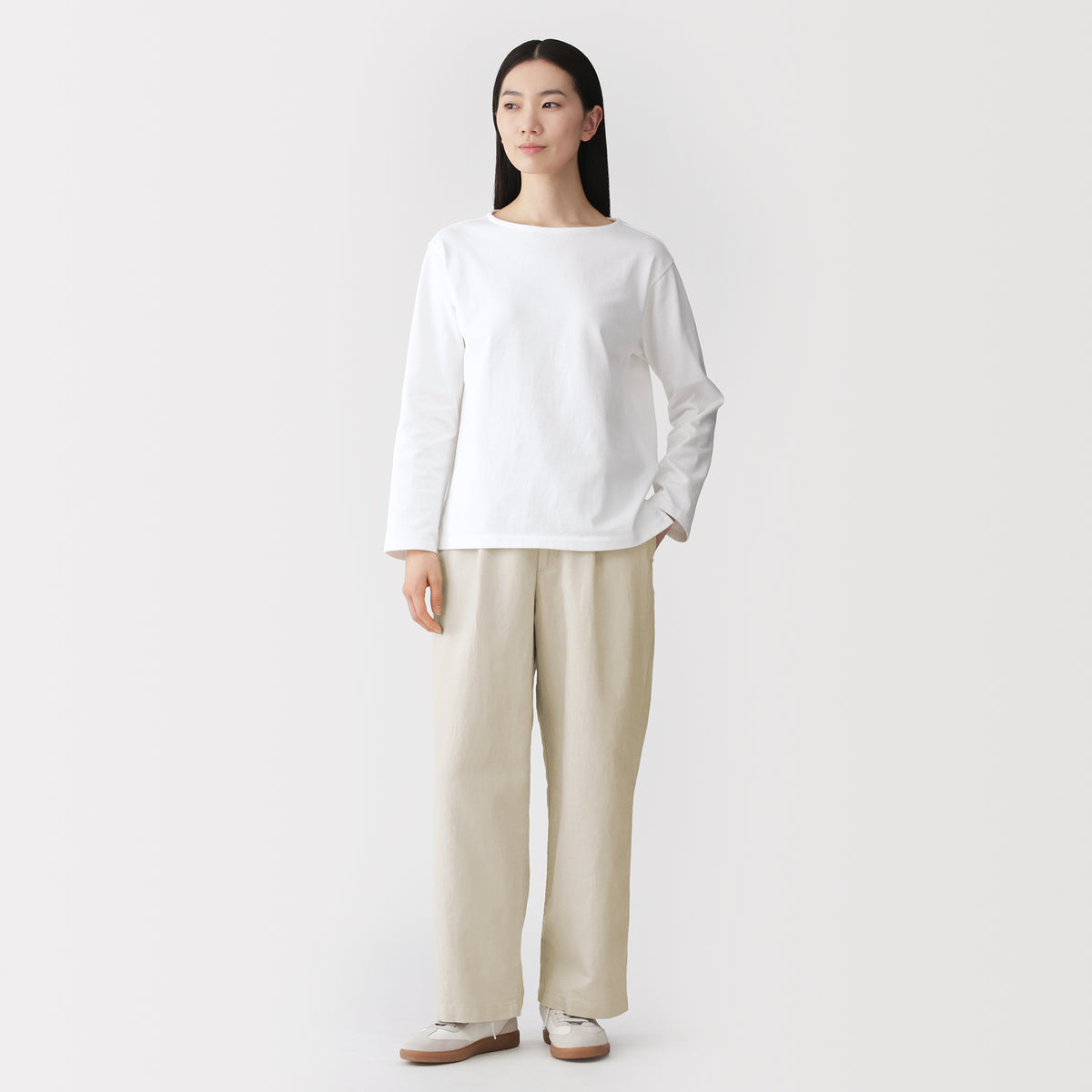 MUJI — Hemp Blend Twill Straight Pants
