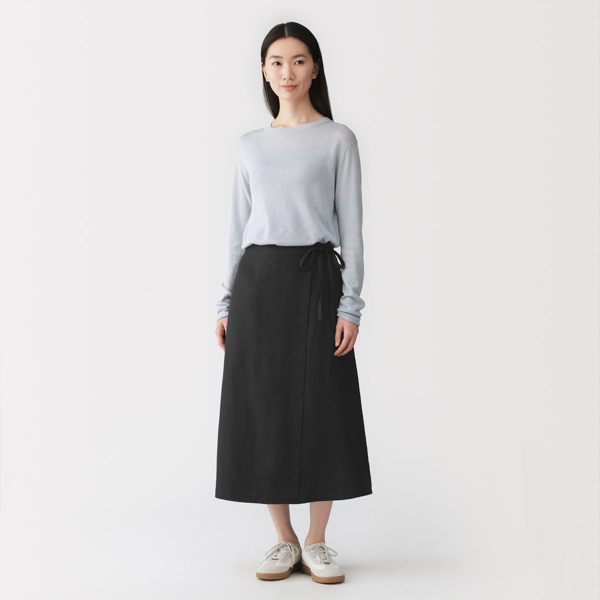 MUJI — Hemp Blend Twill Wrap Skirt