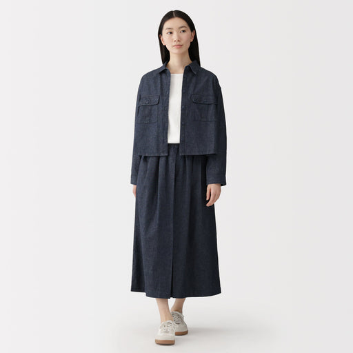 Kapok Blend Denim Skirt Pants MUJI