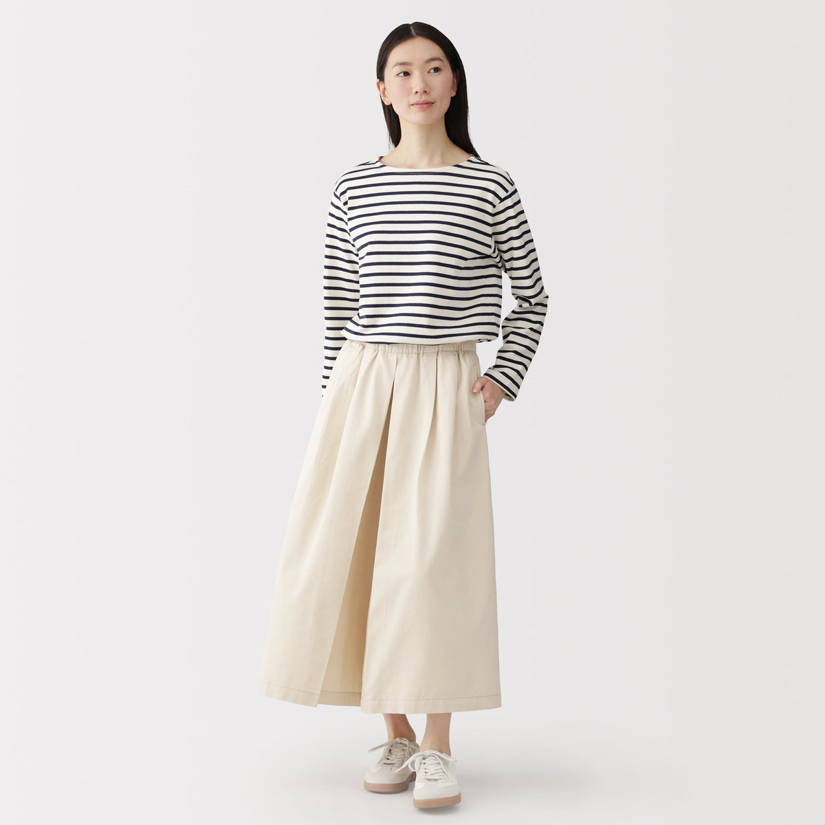 Kapok Blend Twill Skirt Pants | Women's Wide Pants | MUJI USA