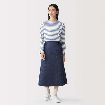 Hemp Blend Denim Wrap Skirt MUJI