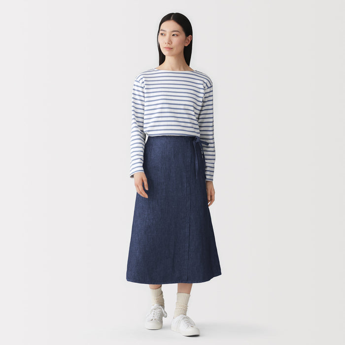 Hemp Blend Denim Wrap Skirt | Women's Skirts | MUJI USA