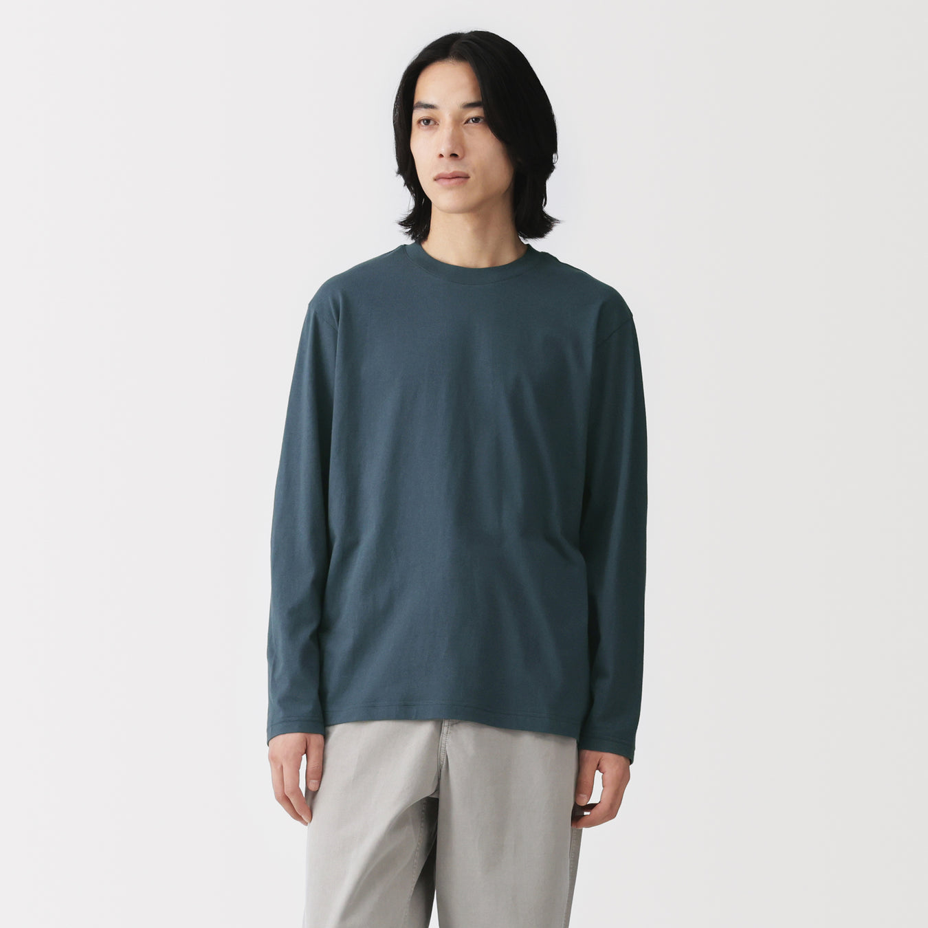 Jersey Crewneck T-Shirt Dark Navy MUJI