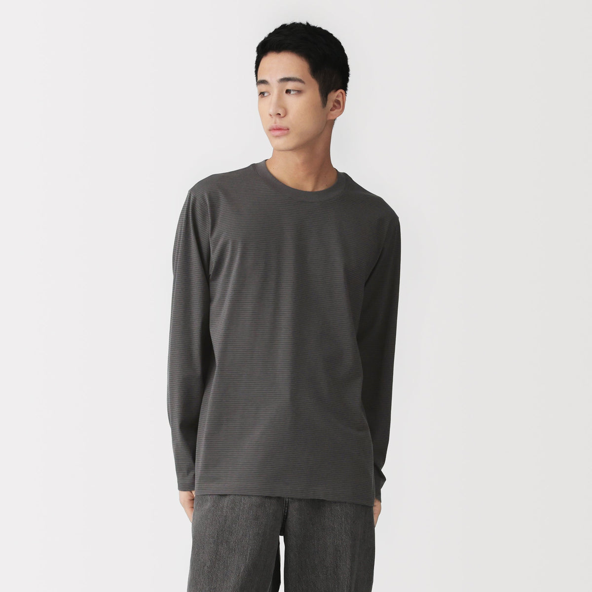 Jersey Crew Neck Striped T-Shirt | Men's Basic Clothing | MUJI USA