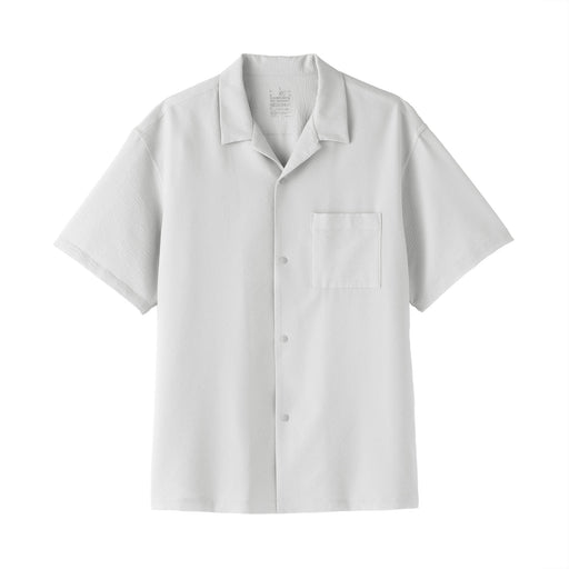 Breathable Seersucker Open Collar Shirt Light Gray MUJI
