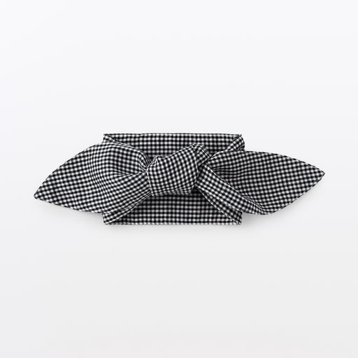 Lyocell Linen Scarf with Pocket Navy Check MUJI