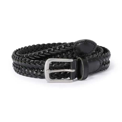 Tanned Leather Hand-Knitted Belt Black MUJI