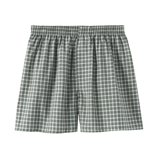 Lyocell Blend Front Open Trunks Khaki Green Check MUJI