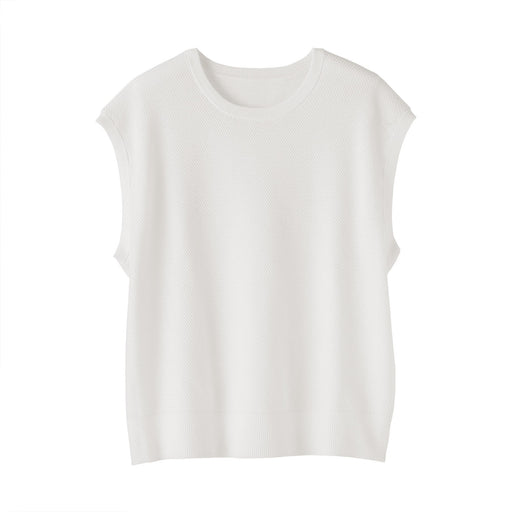 High-Twist Cotton Sleeveless Sweater Off White MUJI