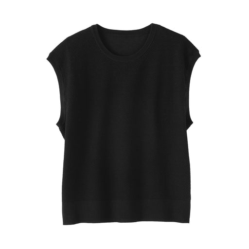 High-Twist Cotton Sleeveless Sweater Black MUJI