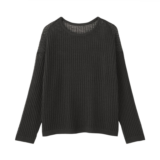 Linen Blend Mesh Wide Sweater Charcoal Gray MUJI