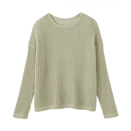 #WK12 Linen Blend Mesh Wide Sweater BA1R426S (delete variants) Smoky Green MUJI