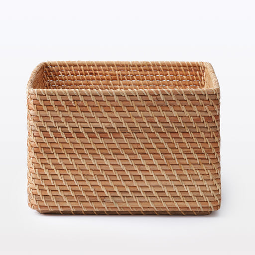 Rattan Square Storage with Handle - Large W13.8 x D14.2 x H9.4" Large W13.8 x D14.2 x H9.4" MUJI