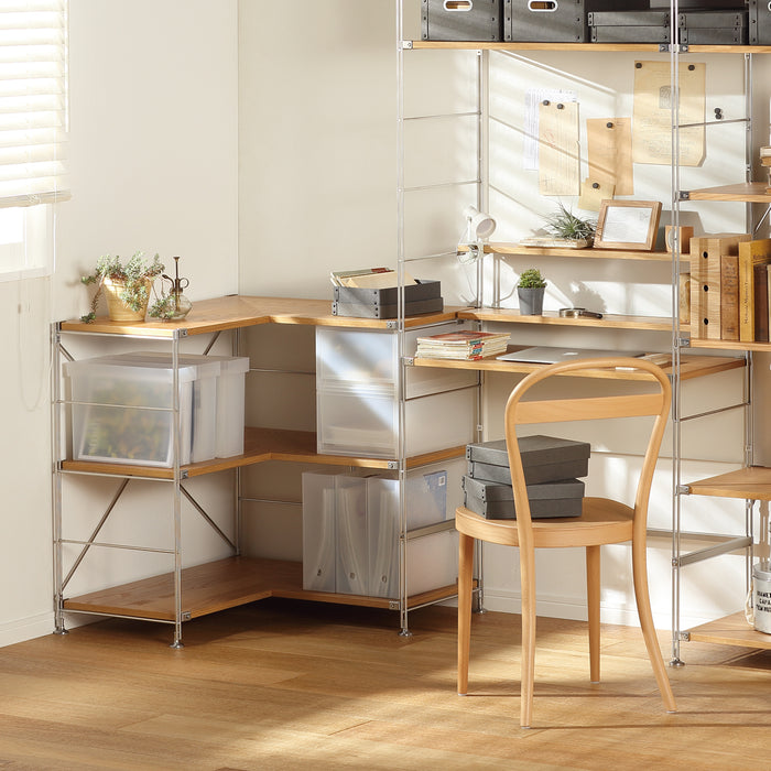 SUS Shelving Unit Additional Shelf - Corner Type - Oak | MUJI USA