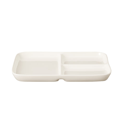 Beige Porcelain Square Plate with Partition Large MUJI