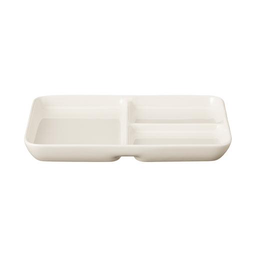 Beige Porcelain Square Plate with Partition Small MUJI