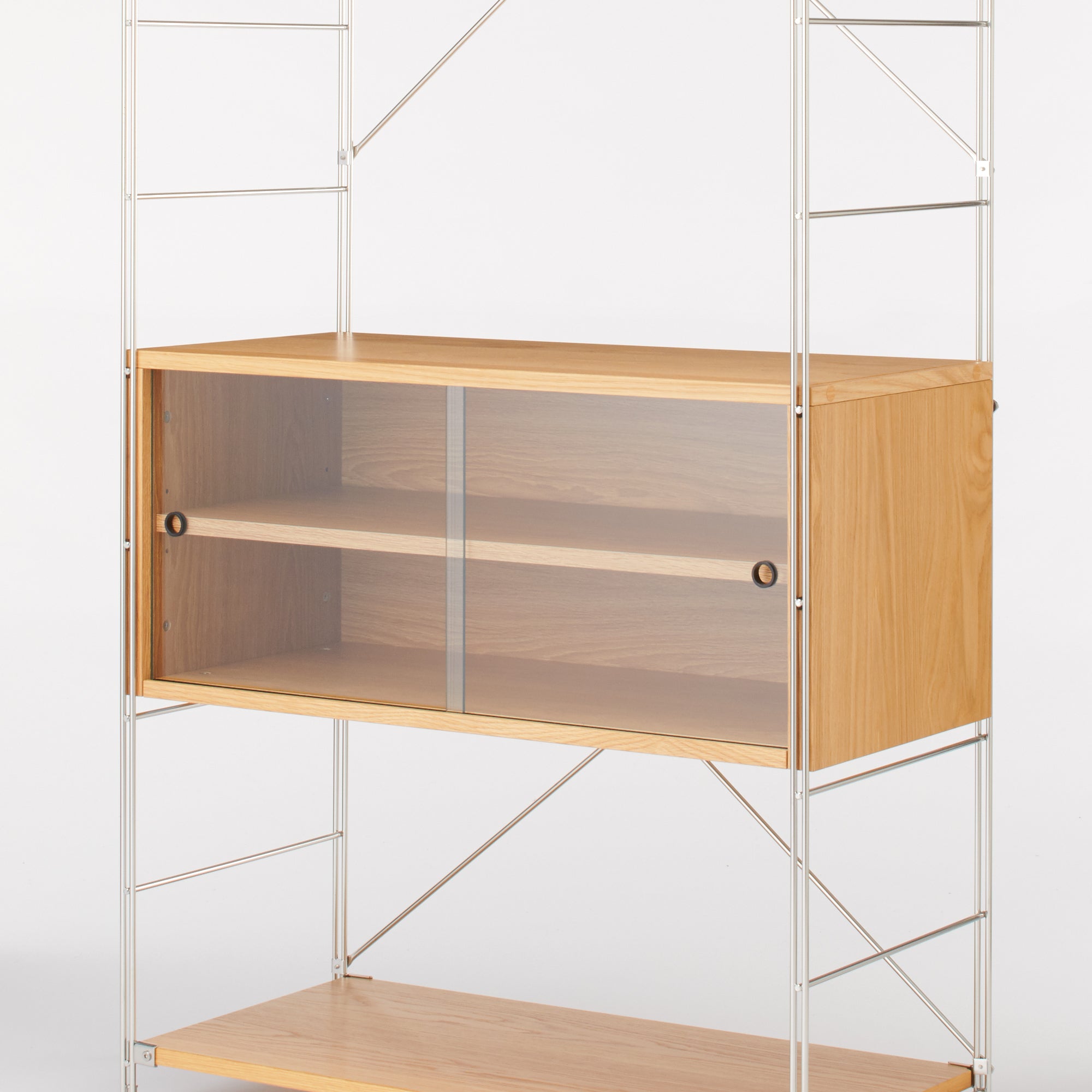 SUS Shelving Unit - Box with Glass Door - Oak | MUJI USA