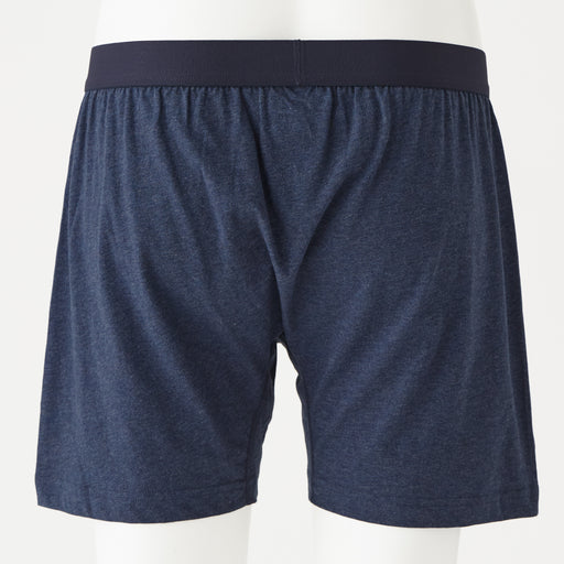 Men's Organic Cotton Jersey Front Open Trunks Navy MUJI