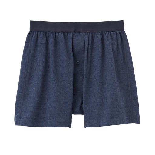 Men's Organic Cotton Jersey Front Open Trunks Navy MUJI
